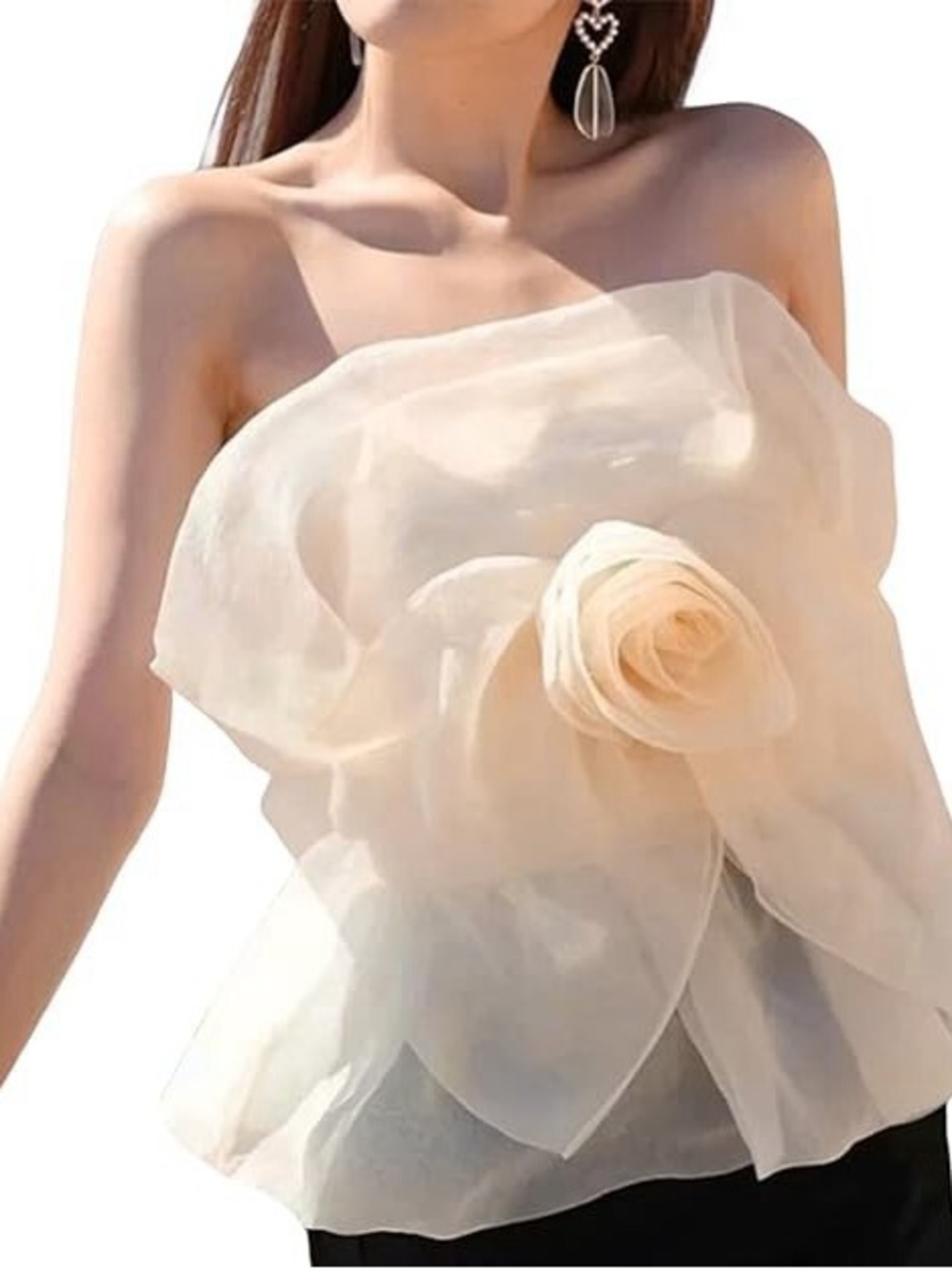 ZARA Organza Bow Rose Top - Picture 3 of 6
